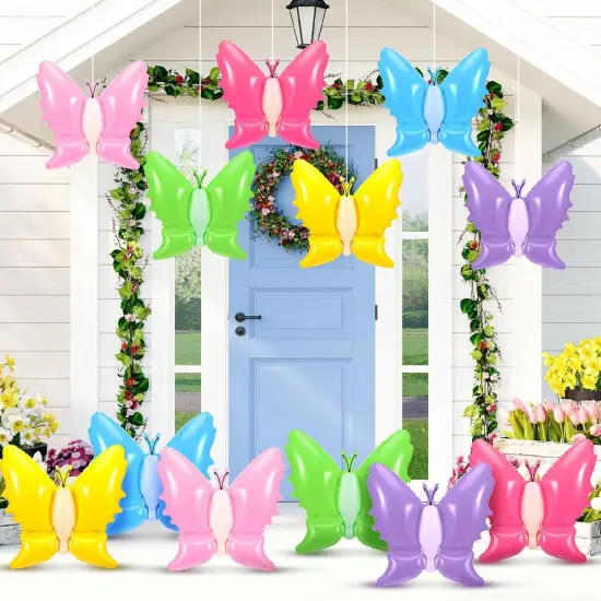 12 Pieces 14 Inch Spring Easter Inflatable Decor Blow up Butterfly Bunny Inflatable Hanging Ornament {1}