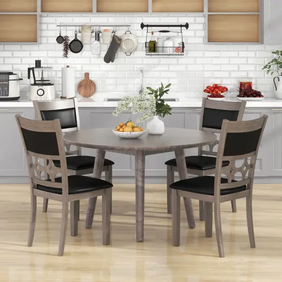 Upholstered Dining Chair Set of 2 with Padded Backrest and Seat-Gray {2}