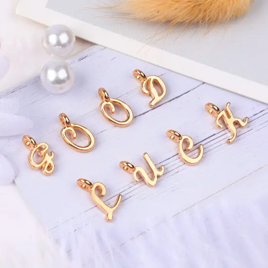 156Pcs/6 Sets Gold Letter Charms with 200Pcs Open Jump Rings for Jewelry Making, Alphabet A-Z Pendants for DIY Bracelet Necklace Craft Projects {3}