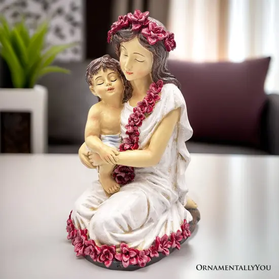 A Mother&rsquo;s Embrace Figurine, 8" Child and Mom Heartwarming Tabletop Statue Decoration {1}