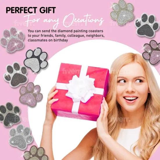 10 pcs Diamond Painting Coasters | Diamond Art Coasters | Dog Paw Diamond Art Painting {3}