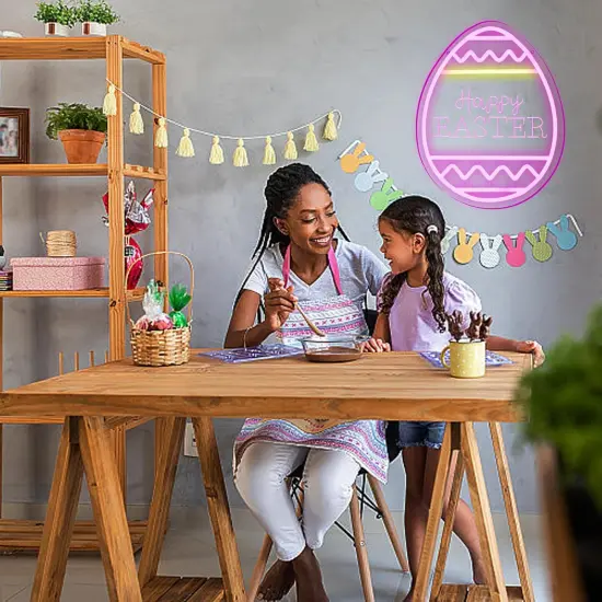 Happy Easter Neon Sign Easter Festival Lighted Window Decorations LED Aesthetic Living Room Decor Rabbit Decorative Neon Window Lights for Girls Kids Bedroom Wall Home {5}