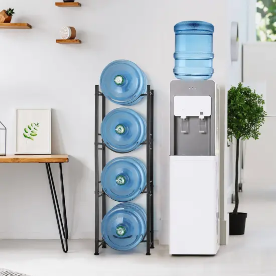 4-Tier Water Jug Rack, 5 Gallon Detachable Water Bottle Holder for Kitchen, Office, Home, Black {6}