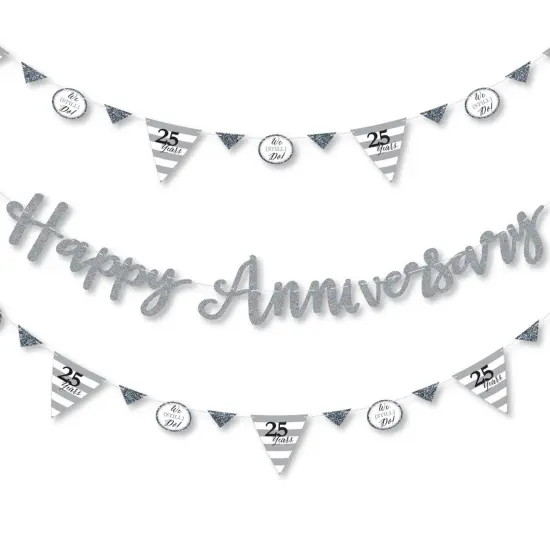 Big Dot of Happiness We Still Do - 25th Wedding Anniversary - Party Letter Banner Decoration - 36 Banner Cutouts and Happy Anniversary Banner Letters {1}