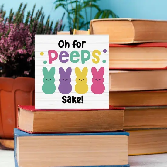 Funny Easter Bunny Decor Desk Decor Wooden Box Sign Easter Decorations Easter Gift Wood Block Plaque Box Sign {5}