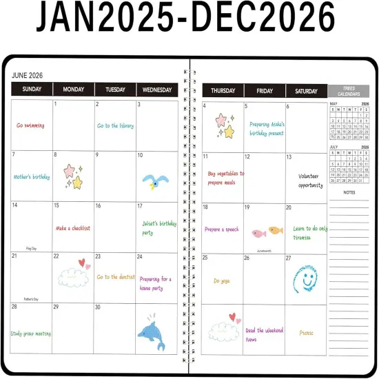 Monthly Academic Planner 2025-2026 Monthly Calendar Planner from Jan 2025 - Dec 2026, 9'' x 11'', Organize Schedule for School, Office, Family {2}