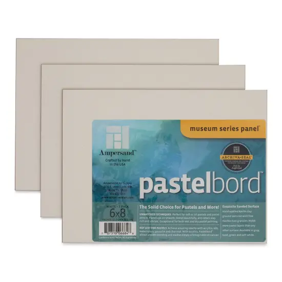 Ampersand Pastelbord Panel - 6" x 8", 1/8" Profile, White, Pkg of 3 {1}
