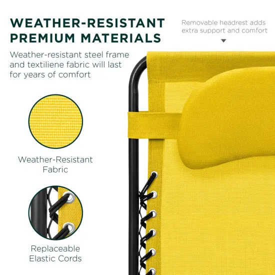 Best Choice Products Oversized Zero Gravity Chair, Folding Outdoor Patio Recliner w/ Cup Holder Sunflower Yellow {5}
