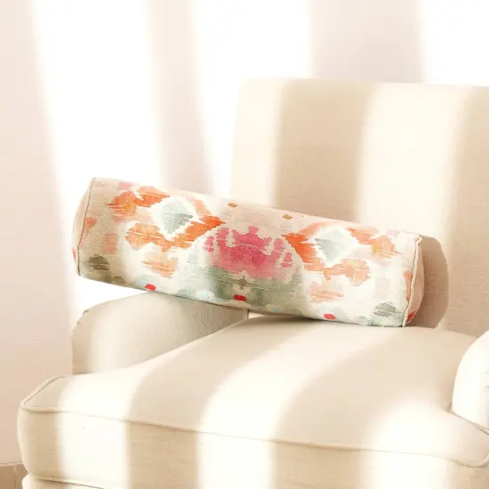 Decorative Cotton Printed & Embroidered Bolster Pillow {1}