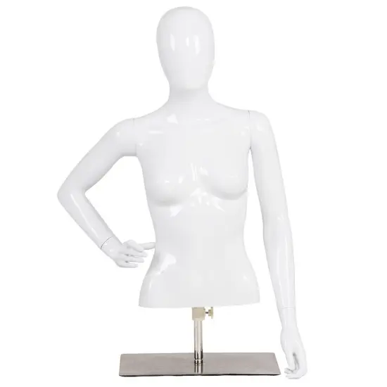 White Female Mannequin Torso Adjustable Height with Metal Stand {2}