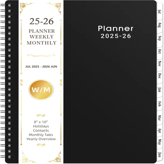2025-2026 Planner - JUL 2025 to JUN 2026, Weekly and Monthly, 8'' x 10'' with Monthly Tabs, Yearly Planner 2025-2026, 2025-2026 Academic Planner with Twin-wire Binding, Flexible Cover {1}