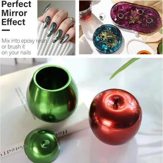 LET'S RESIN Chrome Powder, 10 Colors Metallic Mirror Effect Chrome Powder for Nail, Holographic Pigment for Epoxy Resin, Slime, Crafting, Oil Painting {5}