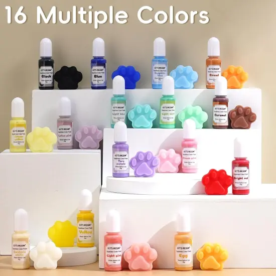 LET'S RESIN Silicone Pigment Dye for Taba Squishy, 16 Colors Opaque Pigment Paste for Silicone Rubber Mold Making, Vibrant Colorant for Squishy Maker Coloring {2}