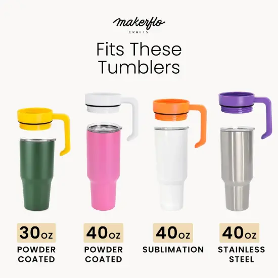 MakerFlo Tumbler Handle for 30oz & 40oz Tumblers &ndash; Twist-On, Twist-Off Craft Accessory, Ergonomic Grip, Leak-Proof Lid, Ideal for Craft and Personalization - Epoxy White {5}