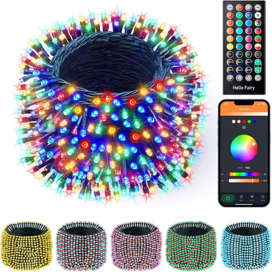 Color Changing Christmas Lights Outdoor, 66Ft 200 LED Smart RGB String Lights App Controlled, Dimmable Timer Twinkle Christmas Tree Lights, Xmas Tree Lights Plug in for Xmas Tree Party Decor {1}
