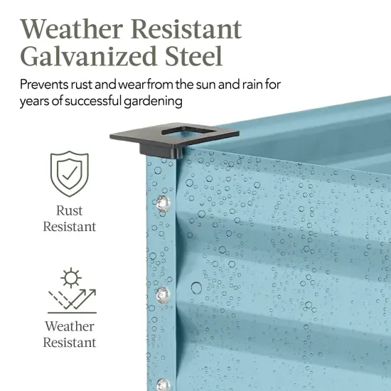 Best Choice Products 48x24x30in Elevated Galvanized Metal Garden Bed w/ Corner Protectors Mist Blue {4}