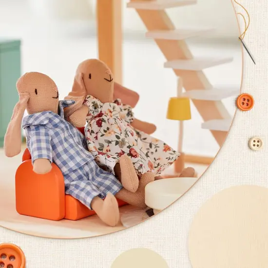 Bunny Toys for Kids, Easter Bunny, 4 PCS Hand Made Rabbit Family Dolls with Removable Clothes, Suitable for Infants, Boys and Girls, Dollhouse People {5}