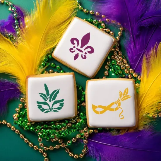 Mardi Gras Masks 3 Piece Cookie Stencil Bundle {3}