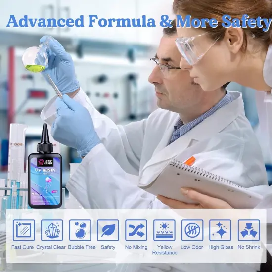 LET'S RESIN UV Resin,200g Low Viscosity Crystal Clear Ultraviolet Thin Epoxy Resin, Quick-Curing&Low Shrinkage UV Resin Kit for Crafts, Jewelry Making, Casting {6}