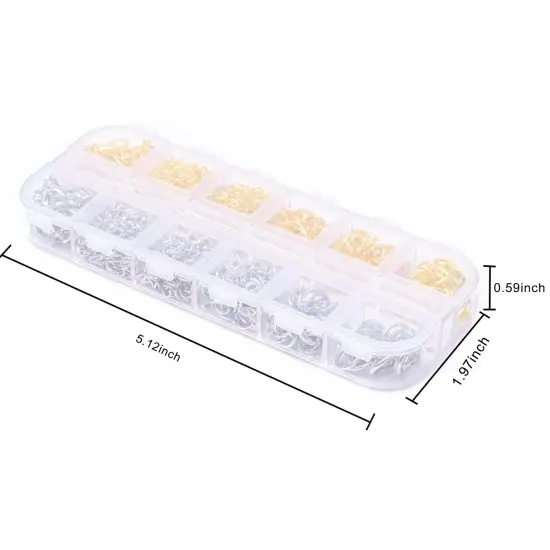 Jump Rings for Jewelry Making Kit, 1200 pcs Open Jump Rings Jewelry Repair Kit for Necklace Bracelet, Lobster Clasps and Closures Repair Supplies Kit with Pliers Tweezers (Gold/Silver) {6}