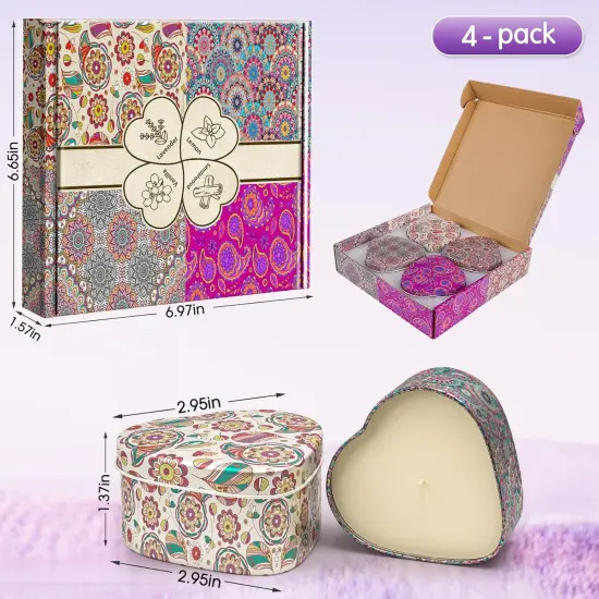 Scented Candles, 4 Pack Candles for Women, Candle Set 4 Different Scents, Natural Ingredients Soy Candles, Candles for Home Scented, Candle Sets for Women Present {2}