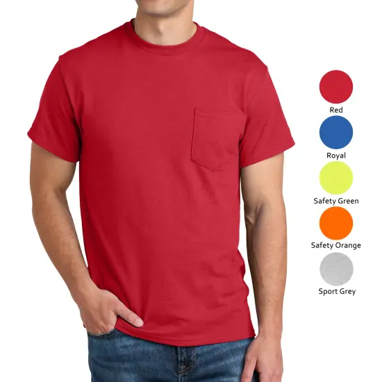 Gildan Dryblend Pocket T-Shirt, Multiple Colors Adult Short Sleeve Tees Safety green {6}