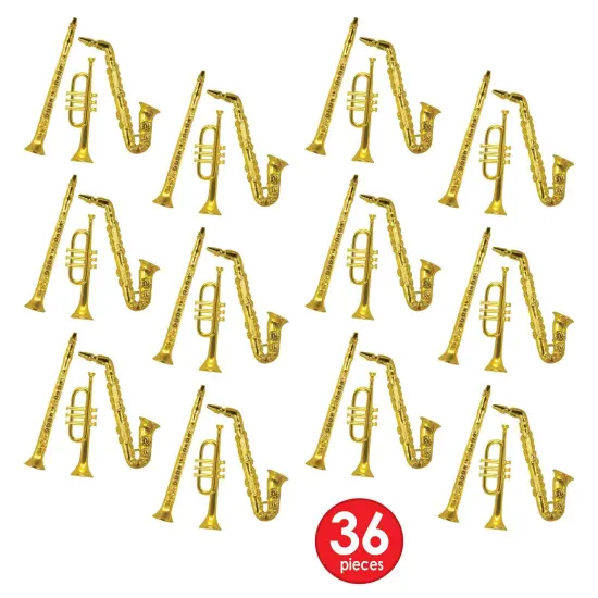 36 Pack Bulk Gold Plastic Musical Party Instruments 1 SIDED {5}