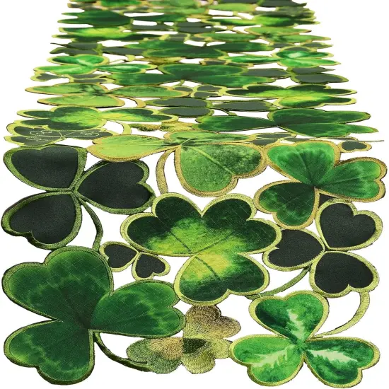 Embroidered Decorative Clover Table Runner for St. Patrick's Day (13x90 inches) {1}