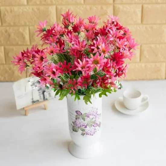 4pcs 18 Heads Artificial Daisy Flower Branch Home Wedding Party Decoration Fuchsia {2}