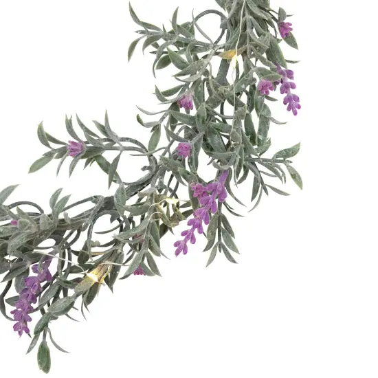 Northlight Pre-Lit Lavender Spring Wreath - Battery Operated - 16" - White LED Lights Green {7}