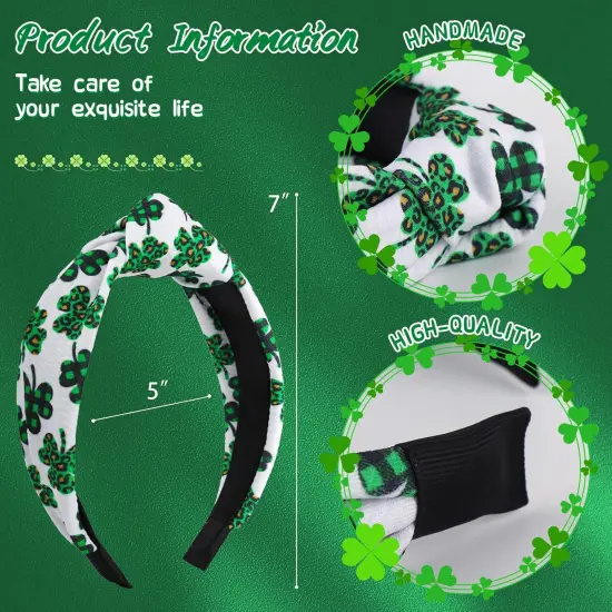Knotted Clover Shamrock Headbands - Wide Hair Bands for Women and Girls, St. Patrick's Day Party Gifts {4}