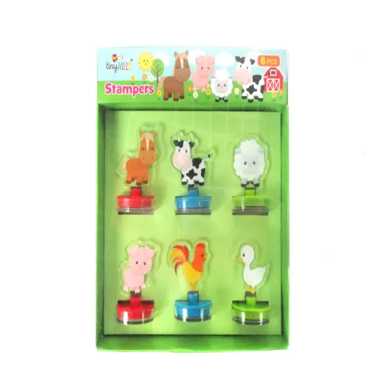 Farm Animals Acrylic Self-Inking Stampers, 6 Pcs {1}