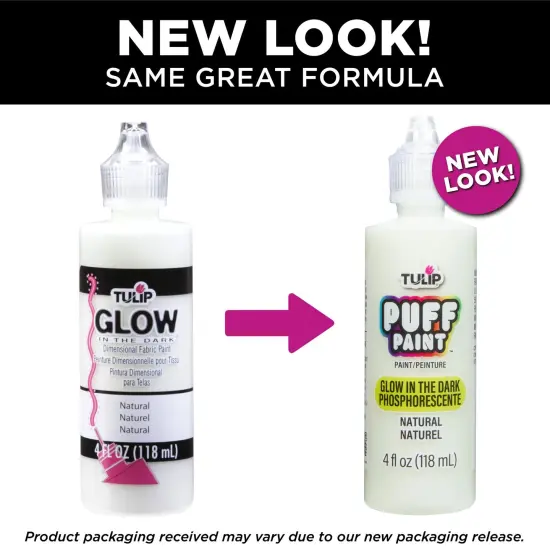 Tulip Puff Paint Glow Natural, Multi-Surface Craft Paint, 4 fl. oz. 3 Pack {6}