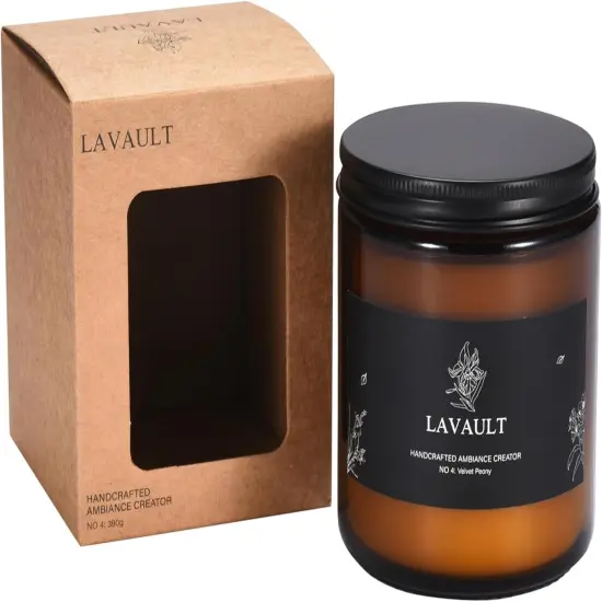 Scented Jar Candles - Calm Smelling Candle - Candlestick Safe Material - Warm and Cozy with 100% Natural Soy Wax and Essential Oil - Hours of Aromatherapy Scent - Velvet Peony Aroma Brown {1}