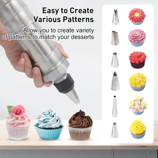 Professional Cake Decorating Kit with 6 Stainless Steel Icing Nozzles {3}