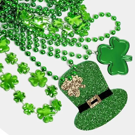 36PCS St. Patrick's Day Shamrock Necklace Clover Green Bead Party Favors Irish Decorations Supplies {4}