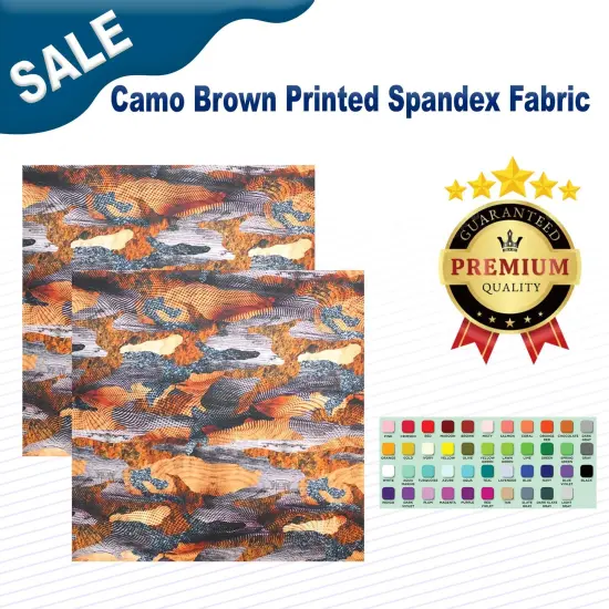 Camo Brown Printed Spandex Fabric {1}