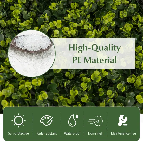 2 Pack 32 Sq.Ft Faux Eucalyptus Hedge Panels 3" Thick Green Wall for Indoor Outdoor Decor {6}