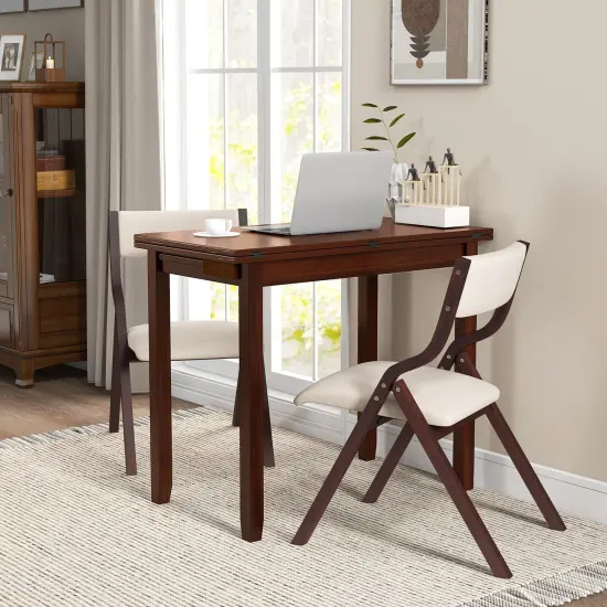 Kitchen Table Set for 2 Expandable Dining Table with 2 Upholstered Folding Chairs {2}