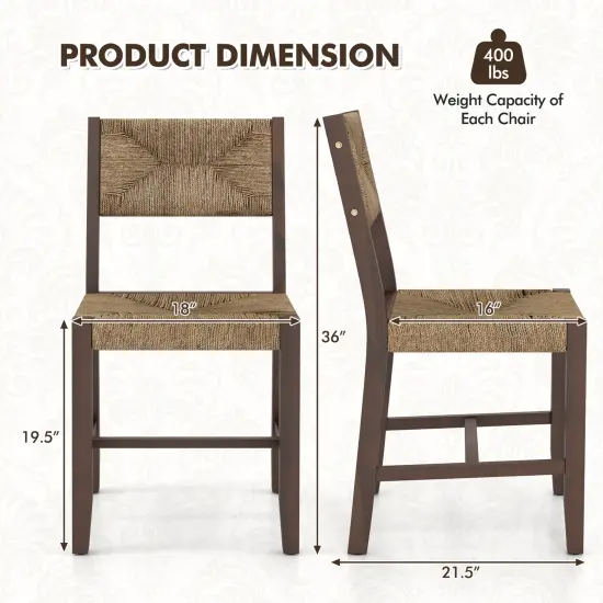 Wooden Dining Chair Set of 2 for Kitchen Dining Room-Brown {4}