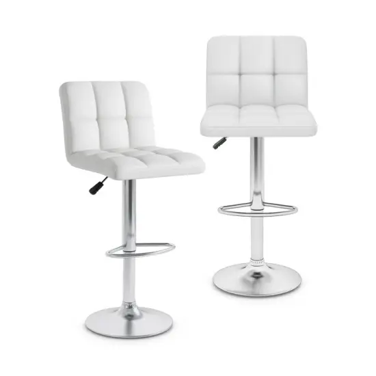 Modern Bar Stools Set of 2 with Back Support, Heavy-Duty Metal Base, Footrest, and Adjustable Height White {9}