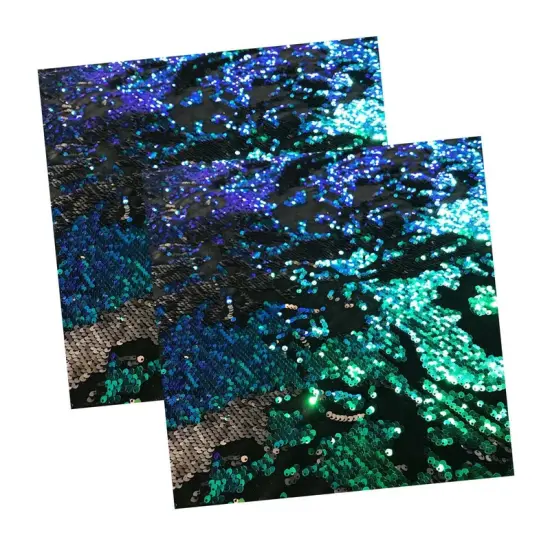 Flashback Stretch Velvet Flip Sequin Fabric Black/Green Ir {4}
