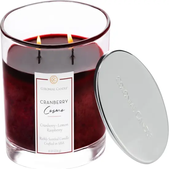 Cranberry Cosmo Scented Candle Jar, Highly Fragranced Candles for Home Scented, Mottled Wax Candle, 2 Wick, 8 oz - Made in The USA {3}