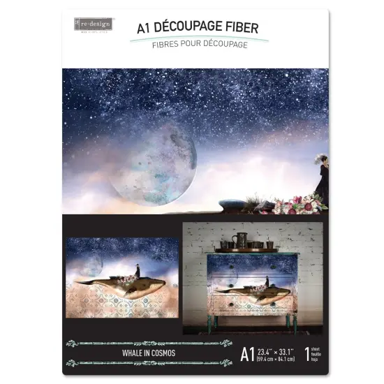 A1 Decoupage Fiber - Whale In Cosmos - 1 sheet, A1 size {2}