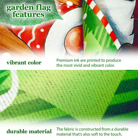 G128 Combo Pack: Garden Flag Stand 36x16IN & Garden Flag Christmas Welcome Gnome Printed 12x18IN Double Sided {3}