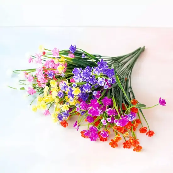 4pcs Artificial Fake Flower Orange Small LOTUS Home Decoration Outdoor Floral {1}