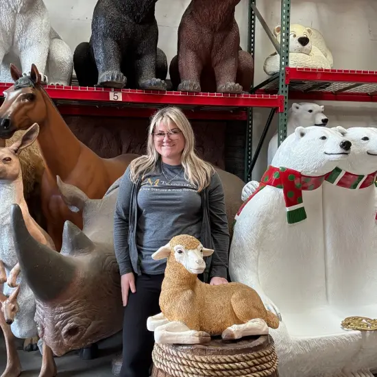 Resting Baby Merino Lamb Life Size Statue {3}