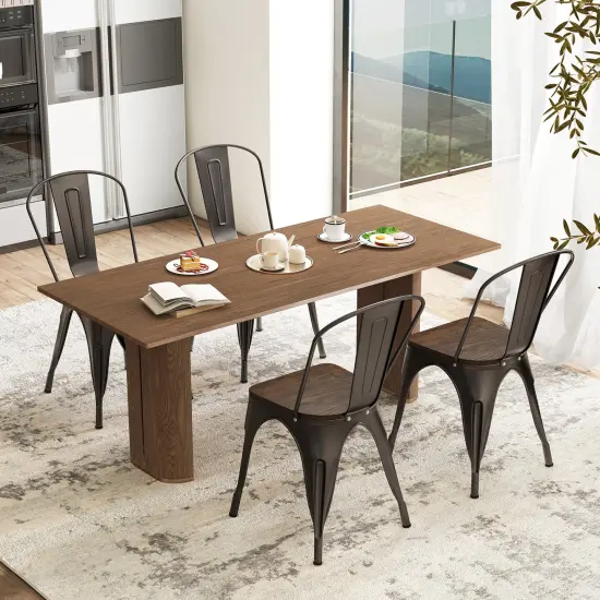 Metal Style Dining Chairs Set of 4, Stackable Kitchen Chairs with Wood Seat Gun {3}