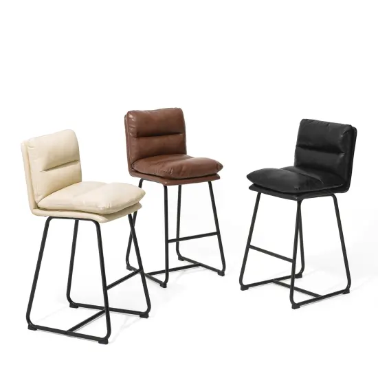 Set of 2/4 Modern Thick Leatherette Bar Stool with Metal Legs {8}