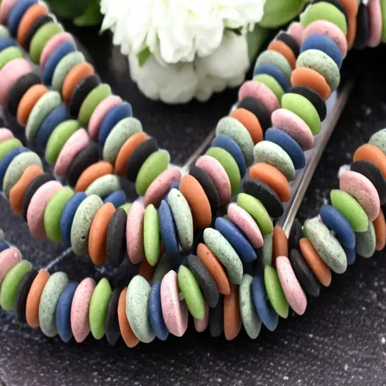 13~15mm Mutli Color Recycled African Glass Heishi Beads {4}